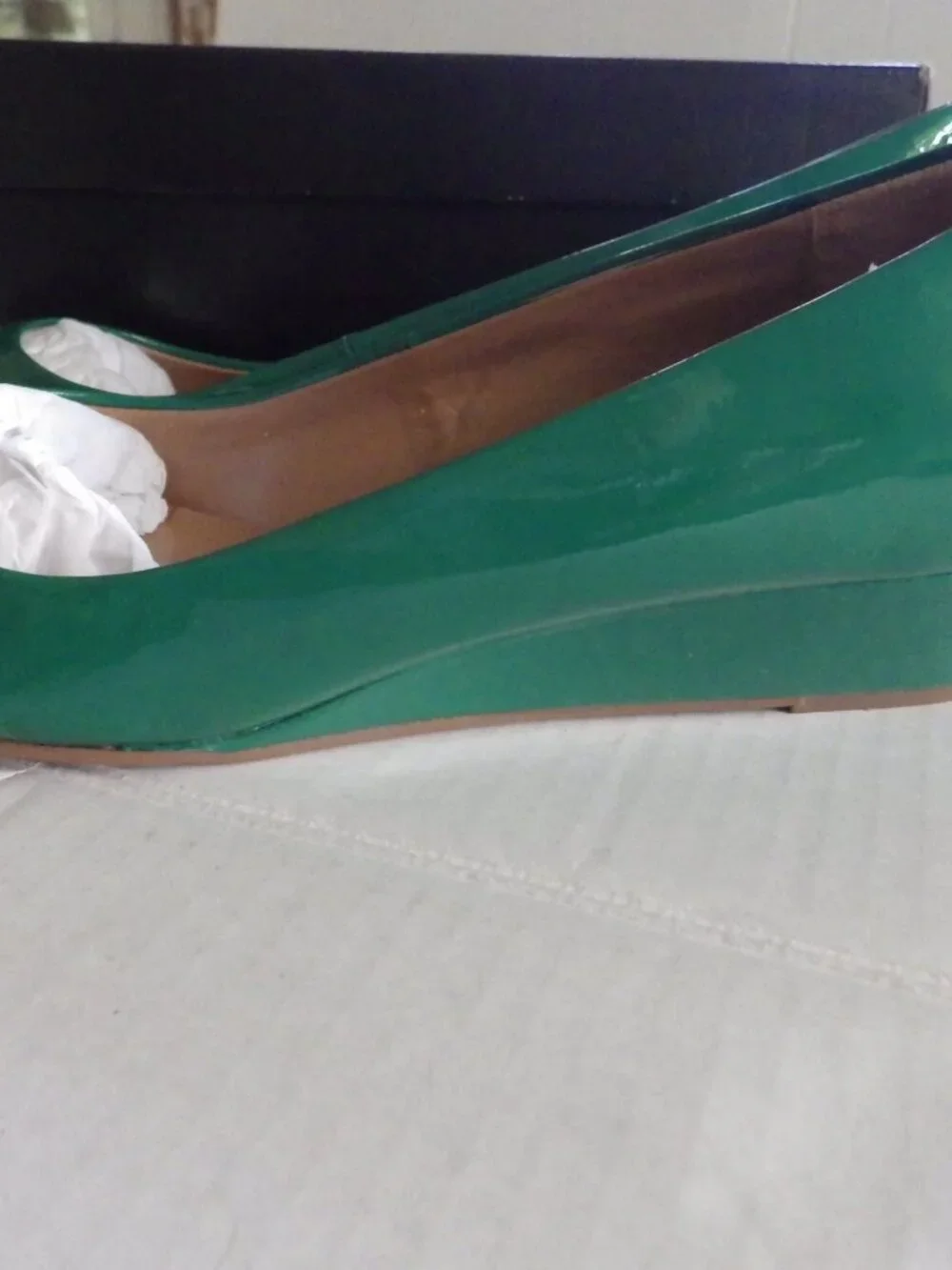 Talbots Tiffy48 Cucumber (Green) Patent Wedge/ Open Toe/ 1.5